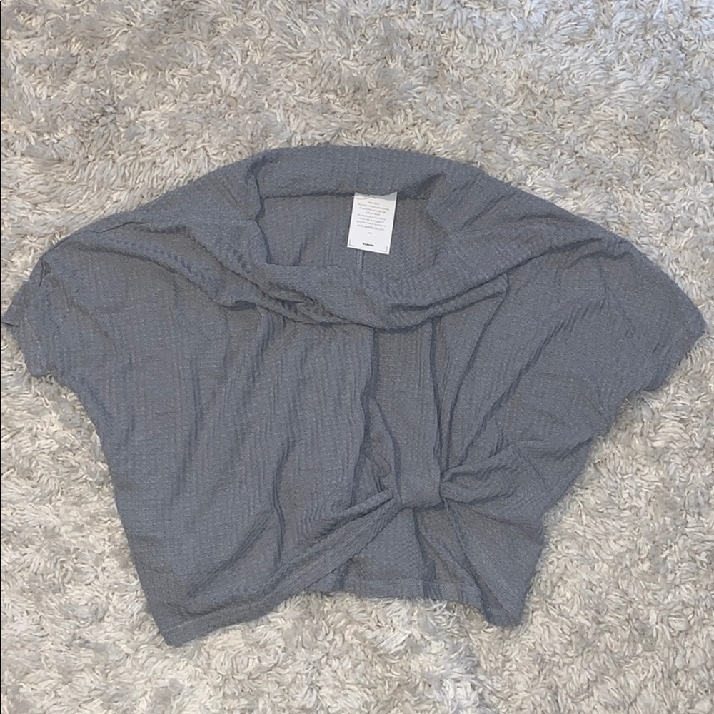 Waffle Knot Knotted Cowl Neck Top
